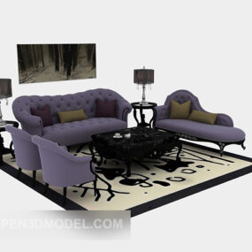 Purple Sofa Sets Furniture 3d model
