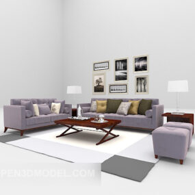 Desain Sofa Furnitur Ungu model 3d