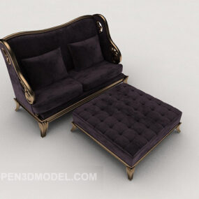 Purple Double Lounge Sofa 3d model