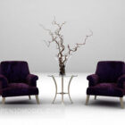 Purple Fabric Table And Chairs