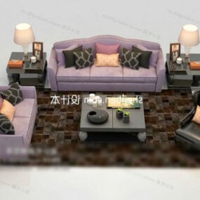 Europen Living Room Multi-seaters Sofa 3d model