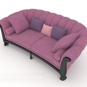 Modelo 3d de sofá duplo doméstico roxo