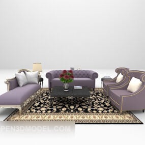 Mẫu nội thất sofa da màu tím 3d