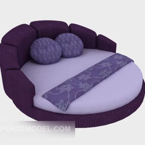 Model 3d Perabotan Modern Tempat Tidur Bulat Ungu