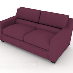 Purple Simple Double Sofa דגם תלת מימד