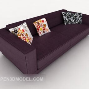 Modelo 3D de sofá multijogador simples roxo