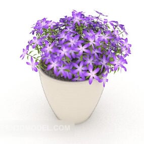 Modello 3d in vaso di fiori piccoli viola