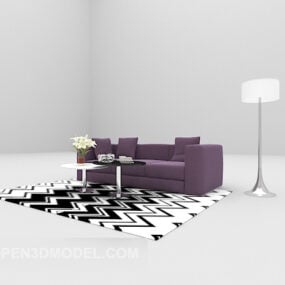 Fioletowa sofa kombinowana Model 3D