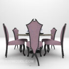 Table et chaise en bois en tissu violet
