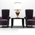 Purple Leather Table And Chair