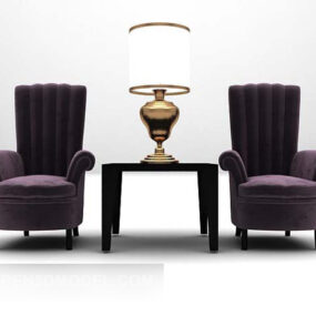 Purple Leather Table And Chair 3d model