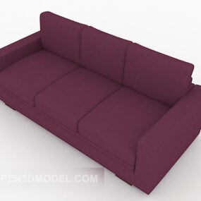 Model 3d Desain Sofa Tiga Orang Ungu