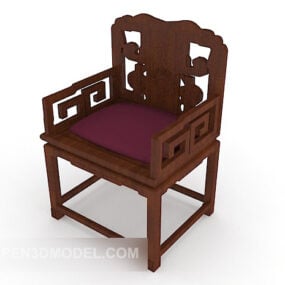 כיסא ביתי שושלת צ'ינג דגם תלת מימד מעץ