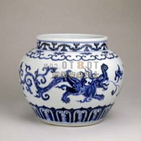 Jarrón de porcelana antiguo chino modelo 3d