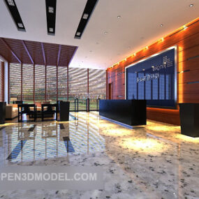 Không gian lễ tân Nội thất khách sạn mô hình 3d