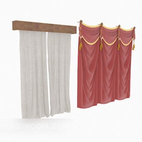 Red White Curtain Set 3d model