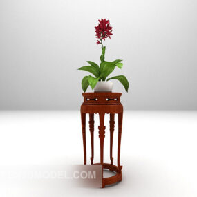 Τρισδιάστατο μοντέλο επίπλων ραφιών κόκκινου λουλουδιών