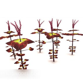 Modelo 3d de planta de folha vermelha