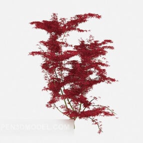 Modelo 3d de árvore de planta de folha vermelha