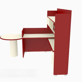 红色办公桌柜3d模型