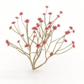 Modelo 3d de árbol de planta exterior rojo