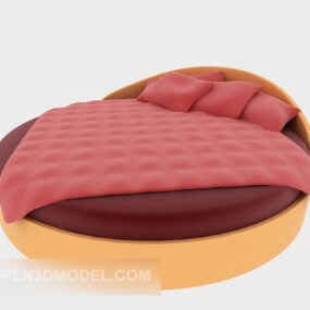 Red Personality Round Bed 3d model