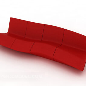Divano domestico moderno in tessuto rosso modello 3d