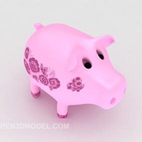 Red Pig Piggy Bank 3d model