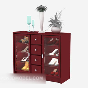 Red Shoe Cabinet 3d model