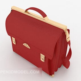 रेड लेदर बिजनेस शोल्डर बैग 3डी मॉडल