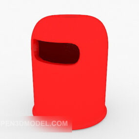 Red Trash Bin 3d model
