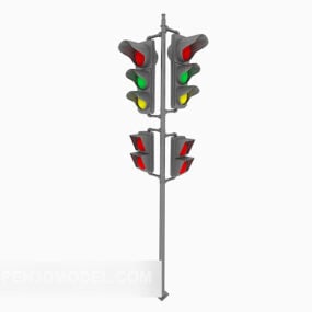 Red Green Traffic Lights Column 3d model