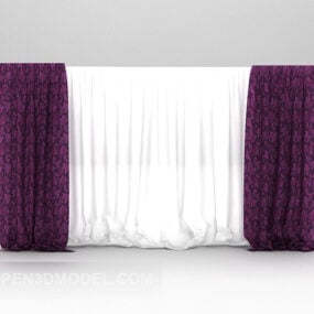 紫と白のカーテン3Dモデル