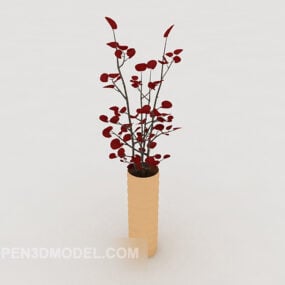 Red Bonsai Potted 3d model