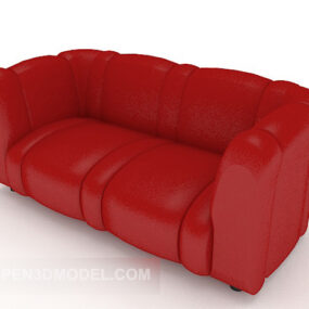 Κόκκινος Casual Διπλός Καναπές 3d μοντέλο