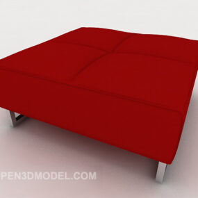Red Casual Fabric Sofa Stool 3d model