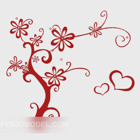 Red Decorative Wall Painted 3d model