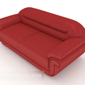 Red Color Double Sofa 3d model
