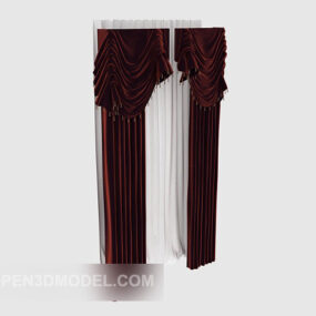 Red Fabric Curtain 3d model