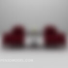 Красный бархатный диван-кровать со столом