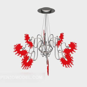 Roter modischer stilisierter Kronleuchter 3D-Modell