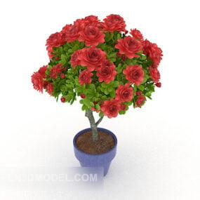Modello 3d di pianta in vaso da interno rossa