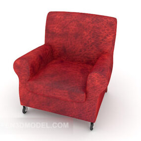 3d модель червоного шкіряного диванного крісла