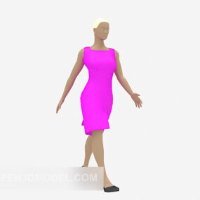 Lowpoly Long Skirt Lady Character 3d model