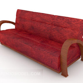 Sofá minimalista de tela roja modelo 3d