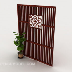 Red New Chinese Screen 3d model