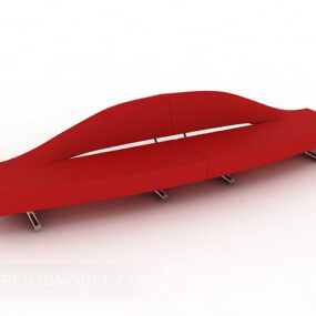 红色个性多座沙发3d模型