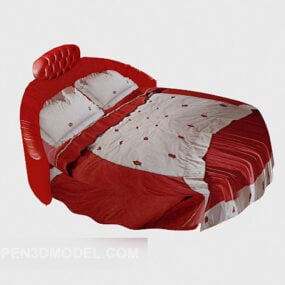 Red Round Bed Fabric 3d model
