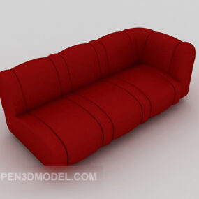 Canapé multiplaces simple rouge modèle 3D
