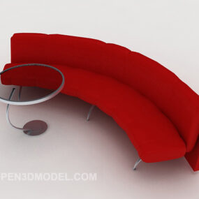 Red Curved Simple Sofa 3d-model
